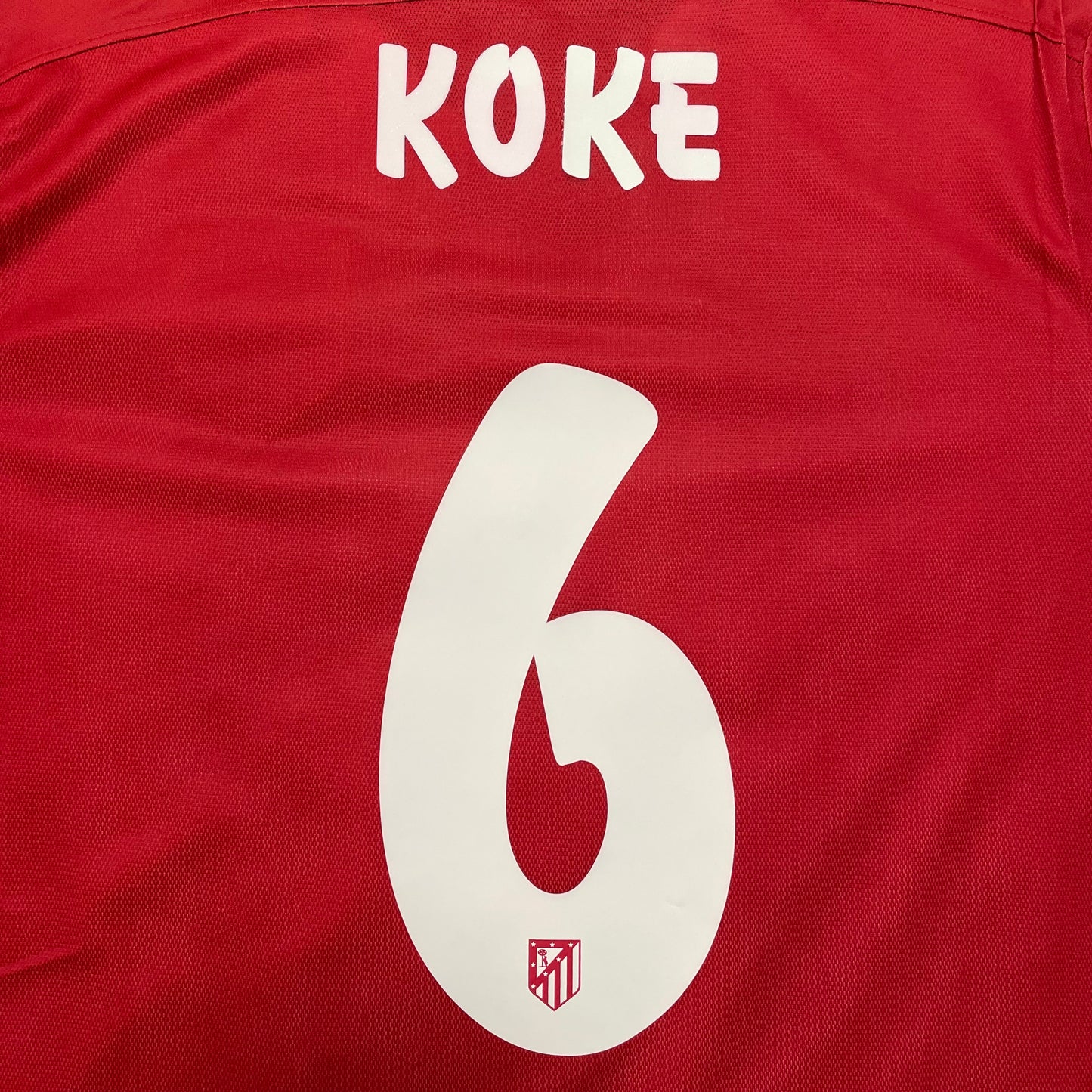 <tc>2015-2016 Atlético de Madrid Player Issue camiseta local Champions League #6 Koke (L)</tc>