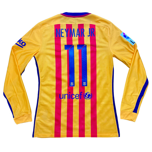 <tc>2015-2016 FC Barcelona Player Issue camiseta visitante #11 Neymar (M)</tc>